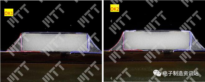 OK1、OK2电阻焊点剖面金相观察图片