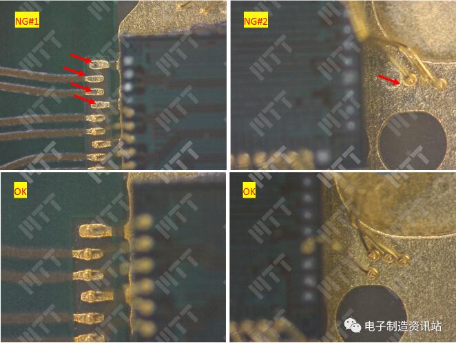 失效样品及正常样品键合点外观检查照片