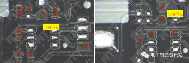 PCB光板焊盘浸锡后照片
