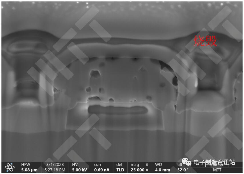 失效芯片FIB切割形貌