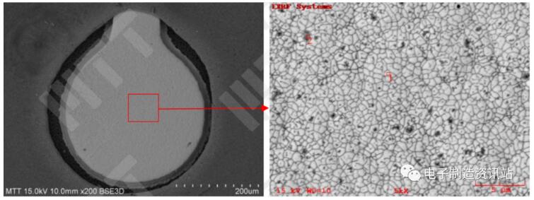 失效样品光焊盘剥金后SEM图片